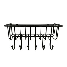 a metal rack with four hooks on it