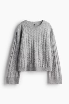 Cable-Knit Sweater - Gray melange - Ladies | H&M US South Park Oc, Traveling Outfits, Big Gift, Fall Winter Fashion Trends, Style Council, Cute Jumpers, Grey Cable Knit Sweater, Winter Fall Outfits, Loose Fit Sweater