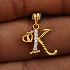 K Locket Letter Gold, Alphabet Gold Pandent Design, K Letter, Simple Bridal Jewelry, K Necklace, Gold Pendent, Initial Design