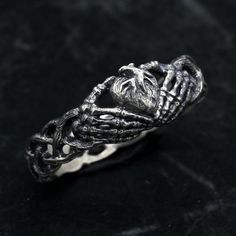 Witchy Promise Rings, Goth Promise Ring, Gothic Engagement Ring, Hand Ring, Friendship Rings, Claddagh Rings, Gothic Rings, Engagement Rings For Men, Promise Rings