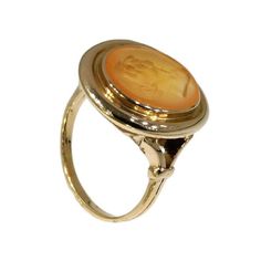 The cornelian with an intaglio engraved male profile of this Pre-Victorian 18K yellow gold ring from 1820 shows to be a true Imperial jewel that embodies standing and style completing any gentleman's allure. Antique jewelry object group: ring Condition: excellent condition Ring size Continental: 65 & 20¾ , Size US 11¼ , Size UK: W - Free resizing, but because of the the way the ring is made, we cannot guarantee to make it on every size; so please ask in advance. Do you wish for a 360o view o Victorian Style Gold Engraved Ring With Intaglio, Victorian Ceremonial Signet Ring With Intaglio, Victorian Oval Intaglio Rings, Victorian 14k Gold Engraved Collectible Ring, Antique Carnelian Intaglio Rings, Male Profile, Gents Ring, Gemstone Art, Platinum Diamond Engagement Rings