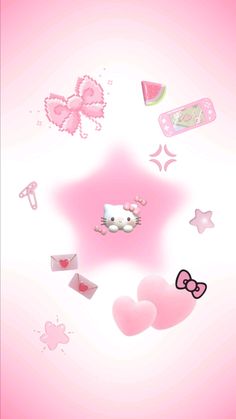 the hello kitty theme is pink and white