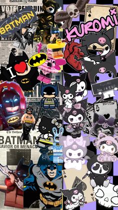 a collage of batman and catwoman stickers