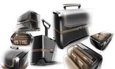 several pieces of luggage are shown in this drawing