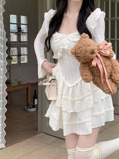 S front middle length 58cm, bust 74cm, waist 56cm, sleeve 65cm M front middle length 59cm, bust 78cm, waist 60cm, sleeve 66cm L front middle length 60cm, bust 82cm, waist 64cm, sleeve 67cm Kawaii Fairy, France Vintage, Fairy Dress, Vintage Dress, Full Sleeve, Vintage Dresses, France, Womens Dresses, Dresses