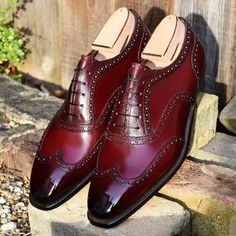 Burgundy Calf Leather Oxford Wingtip Shoes, Hnadmade Dress Lace up Men Shoes on Storenvy Fitted Wingtip Dress Shoes With Red Sole, Elegant Lace-up Oxfords With Red Sole, Red Lace-up Dress Shoes For Semi-formal Occasions, Brogue Oxfords For Galas With Snip Toe, Snip Toe Brogue Oxfords For Galas, Fitted Leather Lace-up Shoes With Rubber Sole, Elegant Leather Lace-up Shoes With Red Sole, Fitted Wingtip Leather Shoes For Galas, Burgundy Leather Shoes With Round Toe And Branded Insole