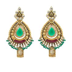 22K Yellow Gold JhumkiDrop Earrings W/ Rubies, Emeralds, Pearls, Kundan & Antique Finish Pendants - Virani Jewelers Heavy 22k Gold Chandbalis, 22k Gold Meenakari Danglers For Celebration, 22k Gold Traditional Chandelier Earrings For Festivals, Traditional 22k Gold Chandelier Earrings For Festivals, 22k Gold Hand Set Jhumkas For Celebration, Traditional Heavy 22k Gold Danglers, Hand-set 22k Gold Jhumkas For Celebrations, Traditional 22k Gold Chandelier Earrings For Celebration, Festive Heavy 22k Gold Danglers