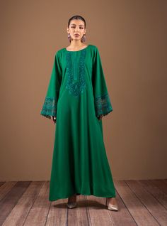 Ethereal Emerald Green Long Sleeve Kaftan For Spring, Formal Spiritual Emerald Jewelry, Billowy Green Dress, Elegant Billowy Green Dress, Elegant Adjustable Emerald Gemstone Necklace, Elegant Green Billowy Dress, Elegant Teardrop Emerald Gemstone Necklace, Elegant Green Spring Kaftan, Green Long Sleeve Abaya For Spring