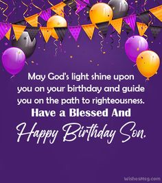 a birthday card with balloons and confetti on it, says may god's light shine upon you on your birthday and guide you on the path to righteousness