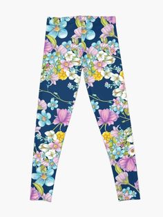 "Wildflower Purple Blue White Floral Pattern" Leggings by funnylifeusa | Redbubble Floral Pattern Design, Pattern Leggings, Leggings Pattern, Leggings Design, Wild Flowers, Blue And Purple, Floral Pattern, Pattern Design