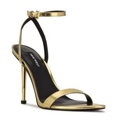 Reina Ankle Strap Sandals - Nine West Gold Stilettos, Strappy High Heels, Open Toed Heels, Nine West Shoes, Trendy Shoes, Sandal Fashion, Dress Sandals, Shoe Size Chart, Ankle Strap Sandals