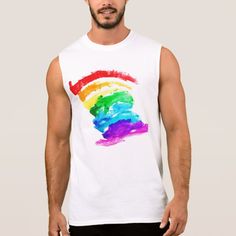 Rainbow Pride Sleeveless Shirt #lgbt #apparel #clothing Sleeveless Multicolor Graphic Print T-shirt, Sleeveless Graphic Print T-shirt, Casual Rainbow Sleeveless Top, Rainbow Sleeveless Top For Summer, Casual Sleeveless Graphic Print Shirt, Multicolor Sleeveless Graphic Print T-shirt, Casual Sleeveless Tops For Pride, Multicolor Sleeveless T-shirt For Summer, Pride Looks