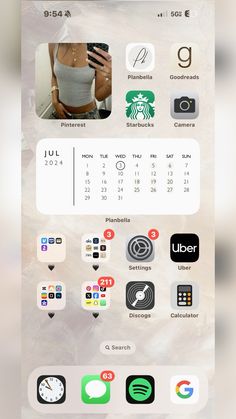 an iphone screen showing the calendar and icons for different things to see in the phone