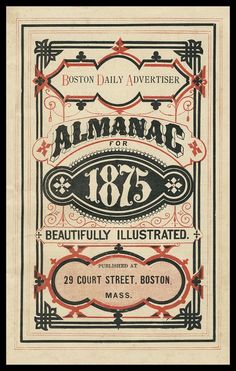 an advertisement for the boston daily advertiser's almanace, 1876