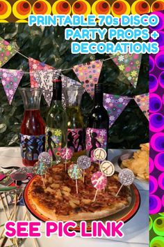 70s Disco Party Decoration Ideas - Printable, Print, Cut, Assemble + Decorate! See pic link Disco Photo Booth, 70s Birthday Party Ideas, 70s Birthday Party, 70s Birthday