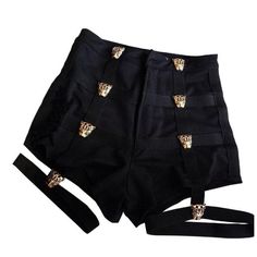 Details: Look confident and fierce AF in our Leopard Button High Waisted Shorts featuring a black strapped garter and metal button embellishment on front of these sikk shorts Edgy Party Bottoms With Belt, Edgy Bottoms With Belt For Party, Punk Style Summer Shorts With Belt Loops, Punk Style Shorts With Belt Loops For Summer, Fitted High Waist Shorts With Belt, Black Punk Club Shorts, Black Punk Shorts For Club, Edgy High-waisted Shorts For Club, Summer Night Out Bottoms With Belt