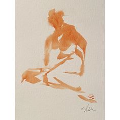 a drawing of a woman sitting on the ground with her legs crossed and hands behind her back