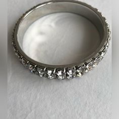 This Stunning Silver Tone Rhinestone Bangle Bracelet Features A Double Row Of 6mm Prong Set Rhinestones. This Is A Nice, Heavy Piece! The Inner Diameter Is 2 3/4" Which Will Fit An 8" Wrist. The Bangle Is 1/2" Wide. Unsigned. This Bracelet Has Been Meticulously Cared For And Is In Excellent Pre-Owned Condition. Please See Photos For Details. Vintage Condition: Slight Signs Of Wear Are Considered Typical For Authentic Vintage Pieces, Such As Light Surface Scratches Or Natural Patina. This Type Of Normal Wear Attests To An Item's Age And Adds To Its Vintage Charm & Character! Please See Photos For Details. Smoke-Free. Same Or Next Business Day Shipping! Thi Charmed Characters, Vintage Pieces, Vintage Charms, Bangle Bracelet, Womens Jewelry Bracelets, Prong Setting, The Row, Bangle Bracelets, Silver Tone