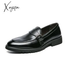 Xajzpa - New Loafers Men Shoes Pu Solid Color Business Casual Wedding Party Daily Classic Monk Classic Monk Strap Shoes With Round Toe For Party, Formal Summer Oxfords With Closed Toe, Summer Formal Oxfords With Closed Toe, Summer Formal Closed Toe Oxfords, Wedding Dress Shoes With Pointed Toe For Spring, Wedding Dress Shoes For Spring With Pointed Toe, Spring Formal Monk Strap Shoes With Flat Heel, Elegant Spring Wedding Dress Shoes, Elegant Summer Oxfords For Business