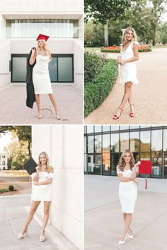 These are the best and the cutest graduation outfit ideas and white graduation dresses you absolutely have to get for your big day. White High School Graduation Dress, White Graduation Dress College Midi, College Graduation Dress 2023, Graduation Outfit Ideas White Dress, White Grad Dress Graduation, After Graduation Outfits, White Graduation Outfit Ideas, Cute White Dresses Classy, Graduation Outfit Dress