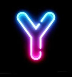 the letter y is made up of neon lights on a black background, and it appears to be blue or pink