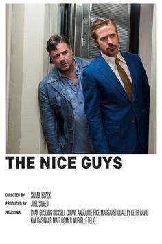 two men in suits standing next to each other with the words, the nice guys