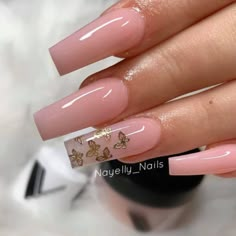 Simple, sophisticated, and cute butterfly nails for you to try whether you have long nails or short nails! You'll love these beautiful butterfly nail trends for any season! #nails #butterflynails #naildesigns #longnails #shortnails Baby Pink Nails, Glittery Nails, Nail Designs Valentines, Simple Acrylic Nails, Coffin Nails Long, Bling Acrylic Nails, Acrylic Nails Coffin Short