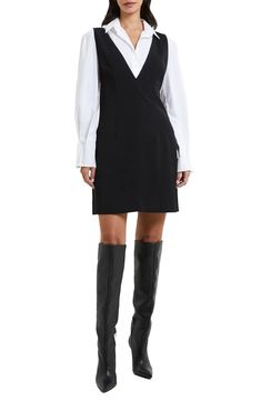 French Connection Harry Suiting A-Line Dress | Nordstrom Black Business Casual Dress, Dress Layered With Shirt, Suit Dresses, Corporate Attire, Corporate Outfits, Business Casual Dresses, Professional Dresses, Winter Wonder, Work Attire