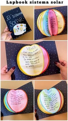 the instructions for how to make a lapbook sistema solar with colored paper