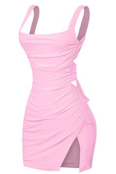 Show off those gorgeous curves in our Barbie Dreams Mini Dress! This sleeveless stunner features a playful open back and sultry side slit that does stretch to fit your every move. Perfect for a night out with the girls or a hot date with your beau. Don't miss out on this pink perfection! More details: - Fits true to size - Does stretch - A-line silhouette - Double lined - Mini in length - Made in the USA - 94% Polyester 6% Spandex - Color may vary due to the lighting - Model is wearing a size sm Light Pink Dresses, Mini Pink Dress, Party Dresses Mini, Pink Dress Short, Mini Dress Pink, Modesty Outfits, Stylish Hoodies, Women Overcoat, Fashion Days