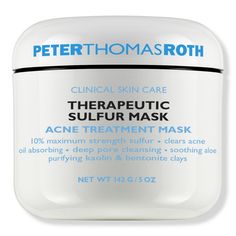 Peter Thomas Roth Therapeutic Sulfur Acne Masque is a medicated mask with 10% maximum-strength Sulfur, purifying Kaolin Clay and Bentonite Clay clears up acne blemishes and helps prevent their return. Acne Mask, Acne Oil, Peter Thomas Roth, Hormonal Acne, Skin Care Clinic, Cystic Acne, Bentonite Clay, Acne Blemishes, How To Get Rid Of Acne