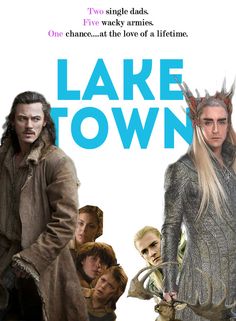 the movie poster for lake town features two men in medieval costumes and one woman with horns