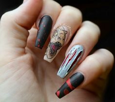 Jurassic Park Nails, Harry Potter Nails Designs, Potter Nails, Harry Potter Nails, Park Birthday, Fall Nail Art Designs, Crazy Nails, Summer Acrylic Nails, Uñas Acrilicas