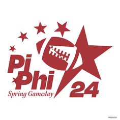 the philadelphia football logo with stars and an american football ball on it's side