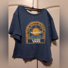 Nwt Vans Xs Shirt Off The Wall Vans Blue Short Sleeve Tops, Blue Short Sleeve Vans Top, Vans Graphic Print Tops, Vans Graphic Tee With Graphic Print, Vans Relaxed Fit Graphic Tee, Casual Vans Tops With Graphic Print, Vans Cotton Graphic Tee Tops, Vans Graphic Tee With Logo Print, Vans Casual Short Sleeve Tops