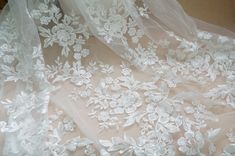 Dress Curtains, Bodice Wedding Dress, Ivory Wedding Gown, Mantilla Veil, Floral Lace Fabric, Bridal Applique, Bridal Lace Fabric, Embroidered Lace Fabric, For Wedding Dress