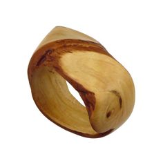 a wooden ring that has been carved to look like a piece of wood, on a white background