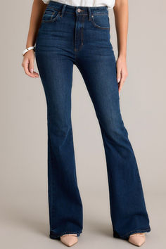 I know that Deep Down, you're ready to part with your five year old go-to jeans. Well don't worry, because these dark wash flare denim will become your new favorite! Five years from now, you will still be in love with these high waist beauties! These jeans feature a high waist fit, bell bottom flare and functional pockets. • 51% Cotton, 36% Rayon, 12% Polyester, 1% Lycra • Hand Wash Cold • Unlined • Imported Dark Denim Flare Jeans, Sorority Rush Dresses, Western Style Boots, Denim Flare Jeans, Rush Dresses, Cardigan Crop Top, Dress Bra, Deep Down, Ivy League