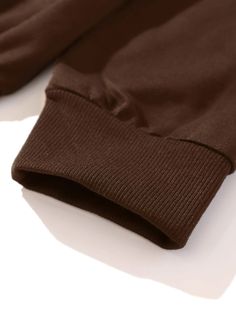 Brown Stretch Top With Ribbed Cuffs, Brown Winter Sweatshirt With Letter Print, Winter Fleece Tops With Ribbed Waistband, Winter Solid Color Hoodie With Ribbed Waistband, Winter Solid Hoodie With Ribbed Waistband, Brown Sweatshirt With Ribbed Cuffs For Loungewear, Streetwear Long Sleeve Hoodie With Ribbed Waistband, Brown Winter Sweatshirt With Ribbed Collar, Brown Long Sleeve Sweatshirt With Ribbed Cuffs