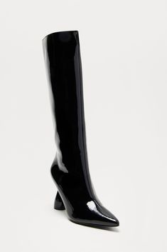 Available In Silver And Black. Knee High Heeled Boots Metallic Pointed Toe High Heel Novelty Heel Imported | This Is My Moment Metallic Boots in Black size 7 by Fashion Nova Metallic Boots, High Heeled Boots, Knee High Heels, High Heel Boots Knee, High Heel Boots, High Heel, Black Boots, Knee High, Heeled Boots