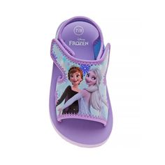 Step into a magical summer adventure with the Disney Frozen Girls' Anna and Elsa Sandals. Perfect for young fans of the beloved Arendelle sisters, these sandals are designed to add a touch of enchantment to every step.

- Size: 11/12 (Toddler/Little Kids)
- Color: Purple
- Material: Durable man-made materials
- Gender: Female
- Age Group: Toddler
- Features: Open toe design, hook and loop closure for easy on and off

These sandals boast vibrant graphics of Anna and Elsa, ensuring your little one Cute Purple Open Toe Sandals, Disney Open Toe Sandals For Summer, Purple Non-slip Round Toe Sandals, Purple Non-slip Open Toe Sandals, Disney Summer Sandals With Round Toe, Disney Round Toe Sandals For Summer, Disney Round Toe Summer Sandals, Purple Non-slip Synthetic Sandals, Disney Baby Clothes