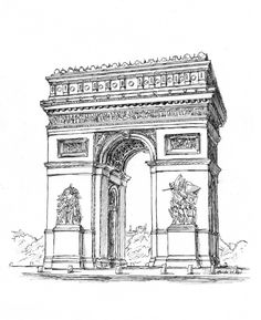 an architectural drawing of the arc de triumph