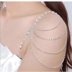 Set Of 2 Shoulder Bra Straps Wedding Dress Bra, Jóias Body Chains, Crystal Bra, Bridal Bra, Shoulder Jewelry, Rhinestone Bra, Shoulder Necklace, Crystal Dress, Body Chains