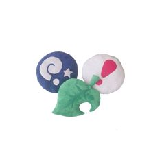 two stuffed animals with different shapes and colors on white background, one has a green elephant