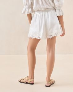 Loeffler Randall | Winslow White Embroidered Short I Bottoms I Apparel Embroidered Strawberry, Loeffler Randall, Embroidered Shorts, British Indian, Online Work, Trinidad And Tobago, White Cotton, White Shorts, Elastic