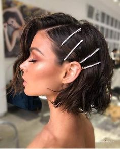 short hairstyle for wedding Hairstyle For Prom, Hair Everyday, Everyday Hair, Prom Hairstyles For Short Hair, Hairstyles For, Short Wedding Hair, Short Bob Haircuts, Penteado Cabelo Curto