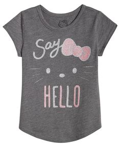 Hello Kitty Little Girls Cotton T-Shirt A cute glittered face graphic peeks out to say hello on this adorable T-shirt by Hello Kitty. Crew neck Glitter graphic print at front All cotton Machine washable Hello Kitty Little Girls Cotton T-Shirt A cute glittered face graphic peeks out to say hello on this adorable T-shirt by Hello Kitty. Crew neck Glitter graphic print at front All cotton Machine washable × Shipping info Click the Shipping & Payments tab above the listing description for more info Trendy Cotton T-shirt With Hello Kitty Print, Playful Hello Kitty Print Cotton T-shirt, Hello Kitty Cotton T-shirt For Summer, Hello Kitty Cotton Graphic Tee, Trendy Cotton Hello Kitty T-shirt, Cute Cotton Hello Kitty T-shirt, Cute Hello Kitty Cotton T-shirt, Casual Cotton Hello Kitty T-shirt, Hello Kitty Vinyl