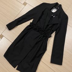 Brand New Never Used. Stunning Luxury Long Sleeve Mini Dress For Work, Designer Knee-length Mini Dress For Work, Chic Tailored Mini Dress For Cocktail, Luxury Long Sleeve Mini Dress For Office, Tailored Black Mini Dress For Formal Occasions, Black Tailored Mini Dress For Formal Occasions, Luxury Mini Dress For Workwear, Luxury Mini Dress For Work, Luxury Black Dress For Office