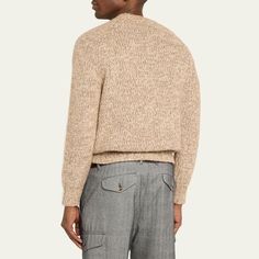 Brunello Cucinelli mélange knit crewneck sweater crafted from a blend of wool, cotton, and nylon Crew neckline Long sleeves Ribbed cuffs and hem Pullover style Wool/cotton/nylon Made in Italy Wool Cardigan With Ribbed Collar And Crew Neck, Textured Knit Merino Wool Crew Neck Outerwear, Brunello Cucinelli Men, Knit Crewneck, Brunello Cucinelli, Crewneck Sweater, Pullover Styling, Crew Neck Sweater, Crew Neckline