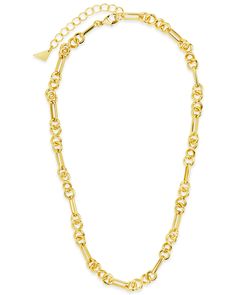 Look sharp with this Infinity & Oval Link Chain Necklace. It's the perfect everyday accessory that'll keep you looking stylish and trendy. With its sleek interlocking infinity and oval links, you won't run out of compliments. Slip this bad boy on and your confidence will skyrocket! Materials: 14K gold or rhodium plated brass Features: Measures 16" with 2" extender, 0.25" width, Lead & Nickel free, lobster clasp Gold-tone Chain Necklace With Solid Link Construction, Trendy Necklaces With Solid Link Construction, Figaro Chain Necklace, Pearl Chain Necklace, Link Chain Necklace, Figaro Chains, Everyday Accessories, Pearl Chain, Run Out